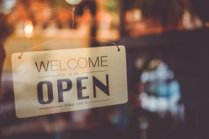 Open sign in business window